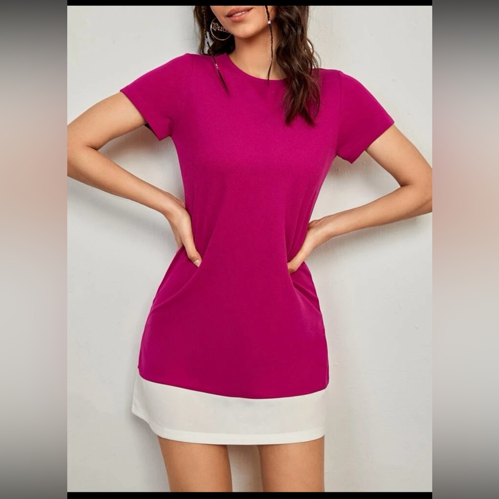 Pink and white cute Tshirt dress
